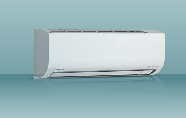 Dòng máy lạnh Daikin FTKF-ZVMV thiết kế mới với những đường cong bo tròn hai mặt bên màu xám và đường viền miệng gió cùng tông màu xám